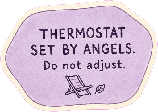 Thermostat set by angels. Do not adjust.