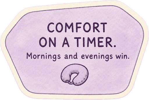 Comfort on a timer. Mornings and evenings win.