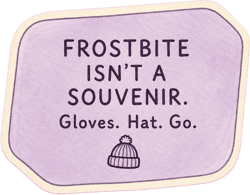 Frostbite isn't a souvenir. Gloves. Hat. Go.