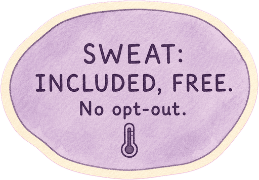 Sweat: included, free. No opt-out.