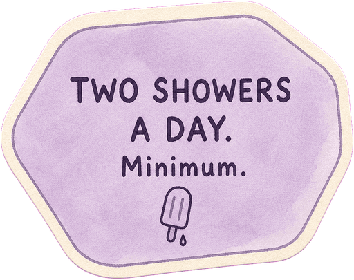 Two showers a day. Minimum.