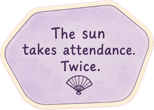 The sun takes attendance. Twice.