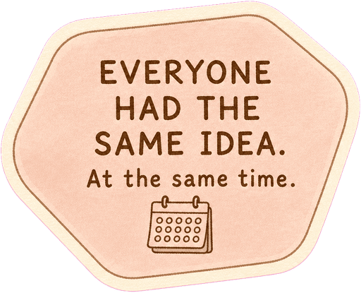 Everyone had the same idea. At the same time.