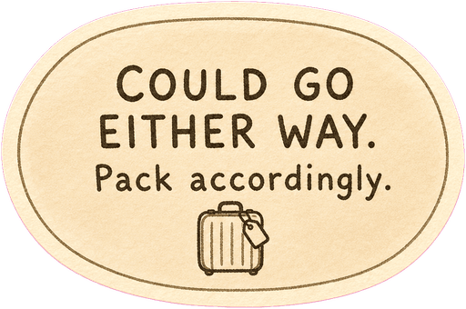 Could go either way. Pack accordingly.