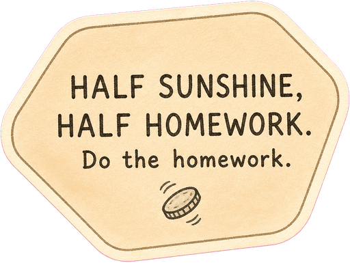 Half sunshine, half homework. Do the homework.