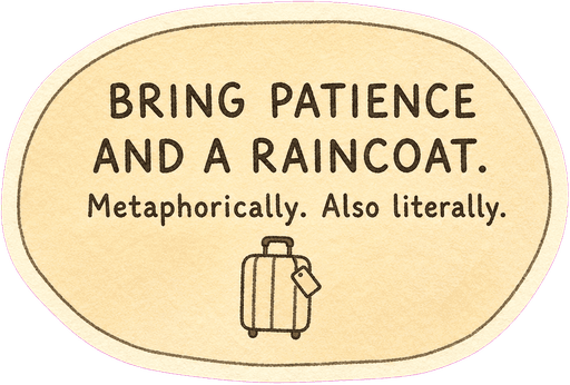 Bring patience and a raincoat. Metaphorically. Also literally.
