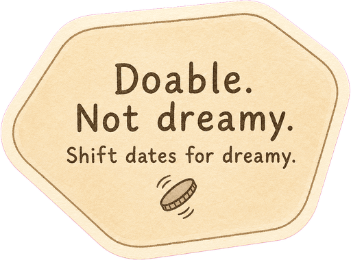 Doable. Not dreamy. Shift dates for dreamy.