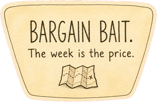 Bargain bait. The week is the price.