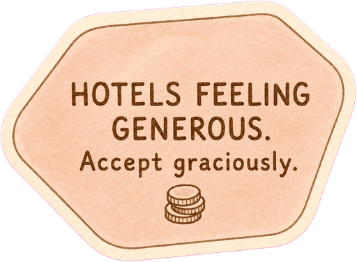 Hotels feeling generous. Accept graciously.