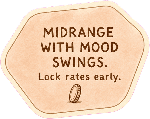 Midrange with mood swings. Lock rates early.