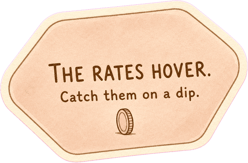 The rates hover. Catch them on a dip.