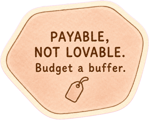 Payable, not lovable. Budget a buffer.