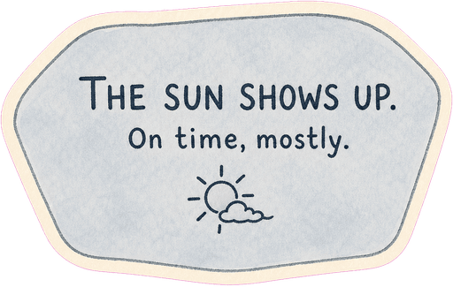 The sun shows up. On time, mostly.