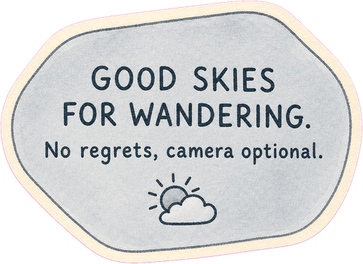 Good skies for wandering. No regrets, camera optional.