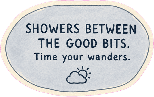 Showers between the good bits. Time your wanders.