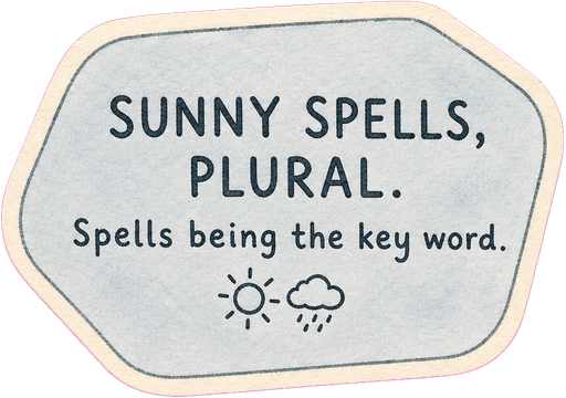 Sunny spells, plural. Spells being the key word.