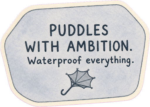 Puddles with ambition. Waterproof everything.