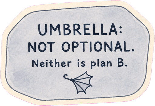 Umbrella: not optional. Neither is plan B.